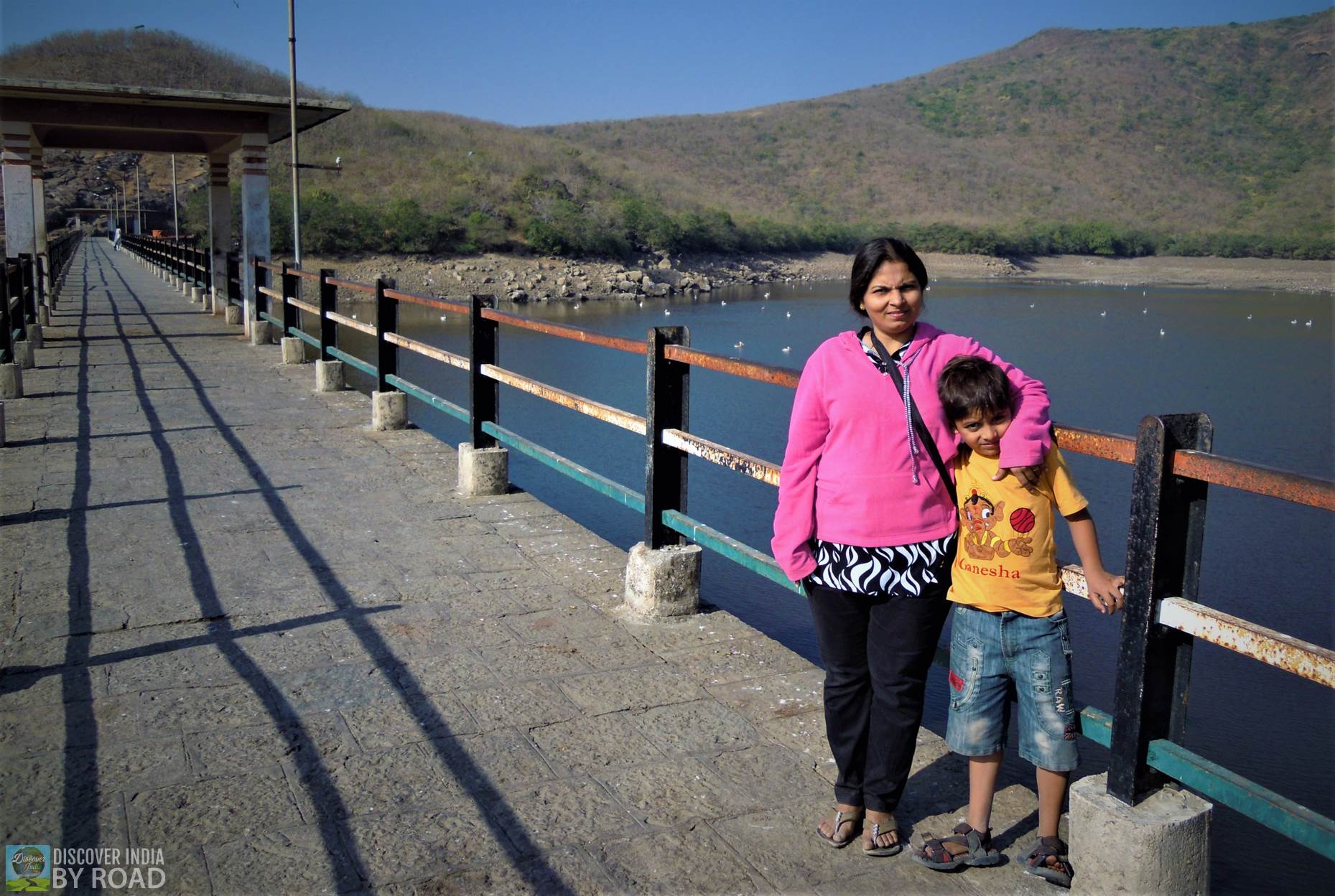 our family photo at Wellingdon Dam with birds in background