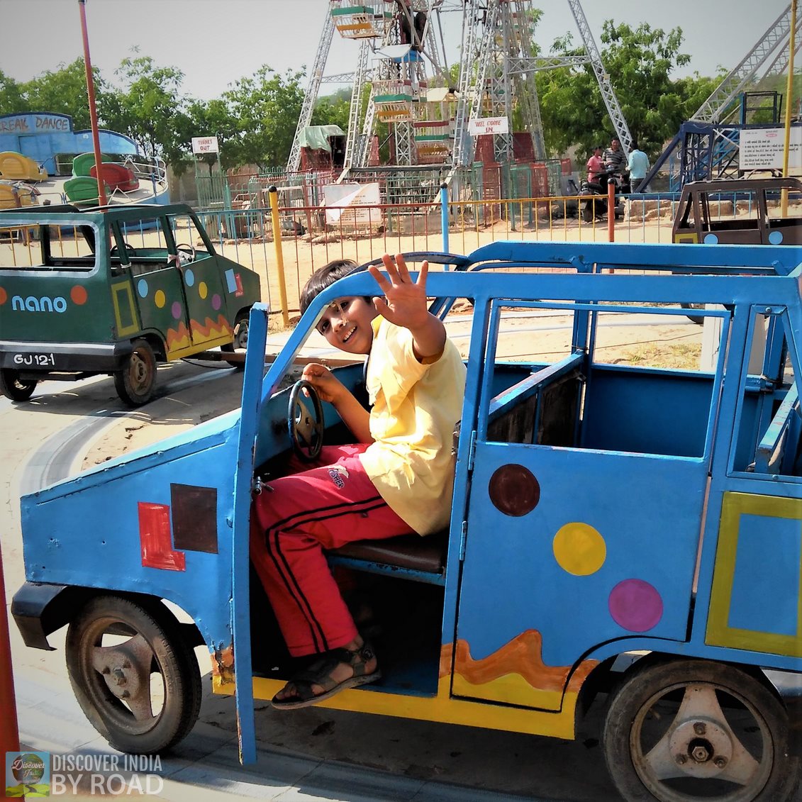 enjoying Car ride at hill garden bhuj