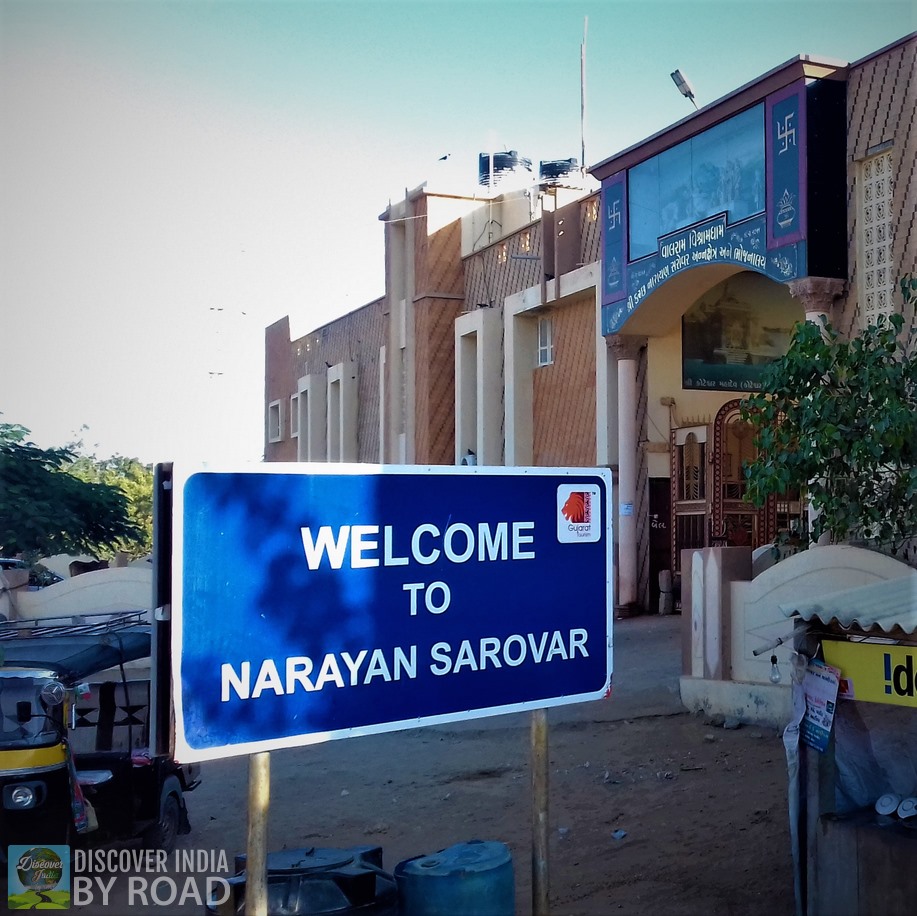 Welcome to Narayan Sarovar sign board at entrance