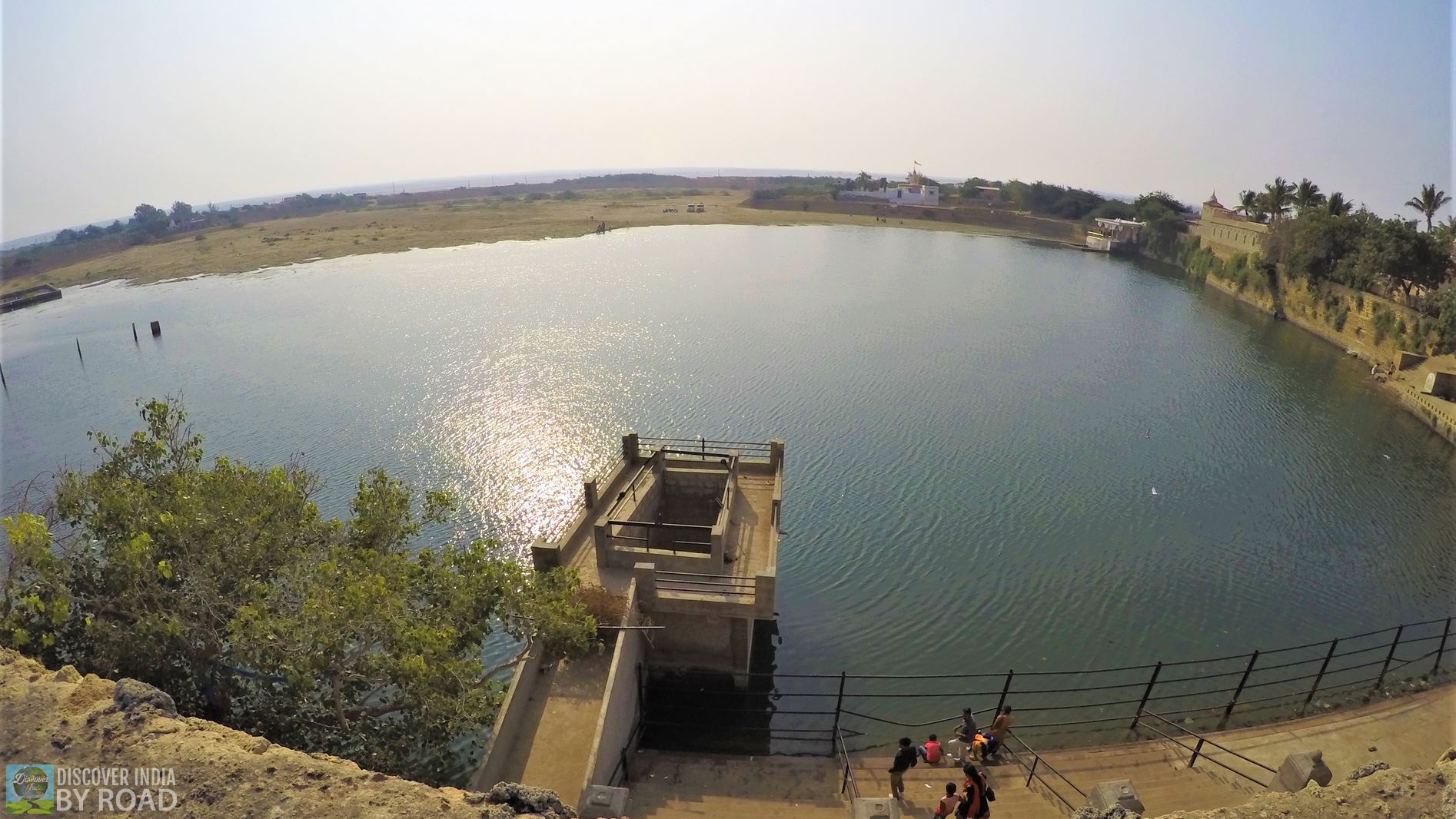 View of Narayan Sarovar from top of wall