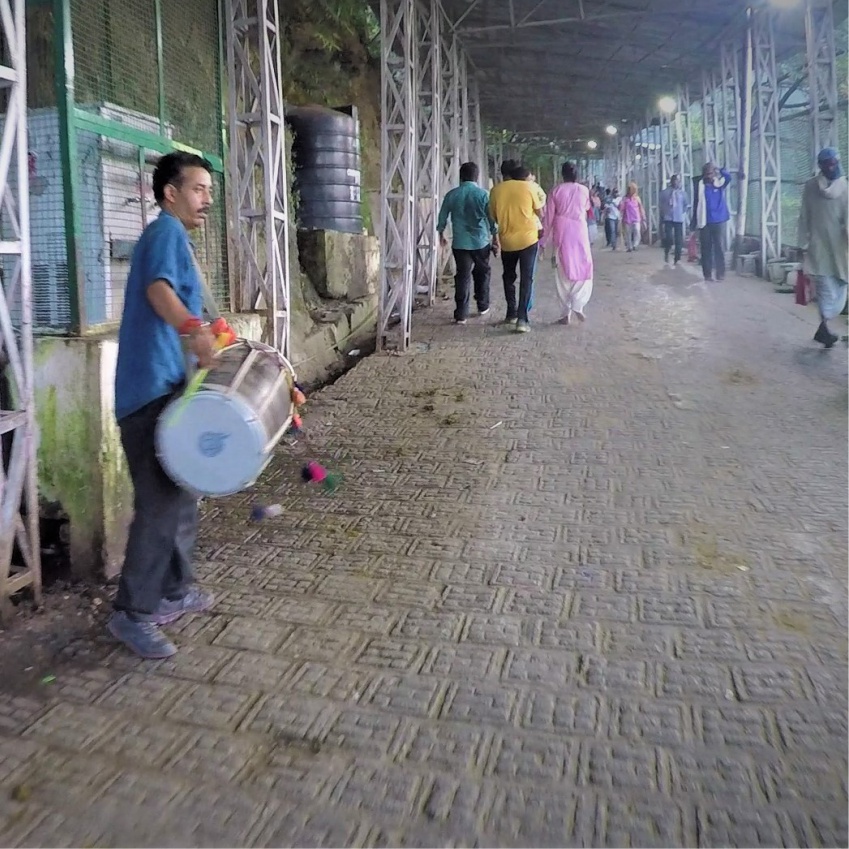 Playing Dhol on the Yatra route