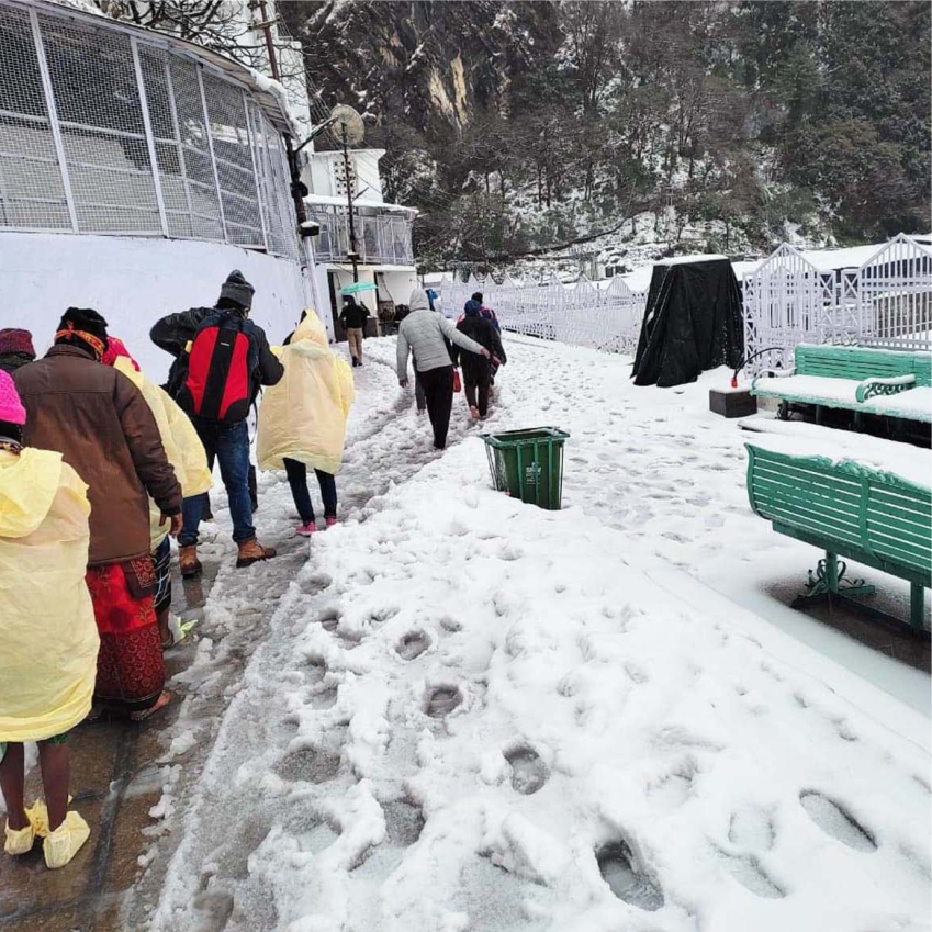 Pathways during snowfall