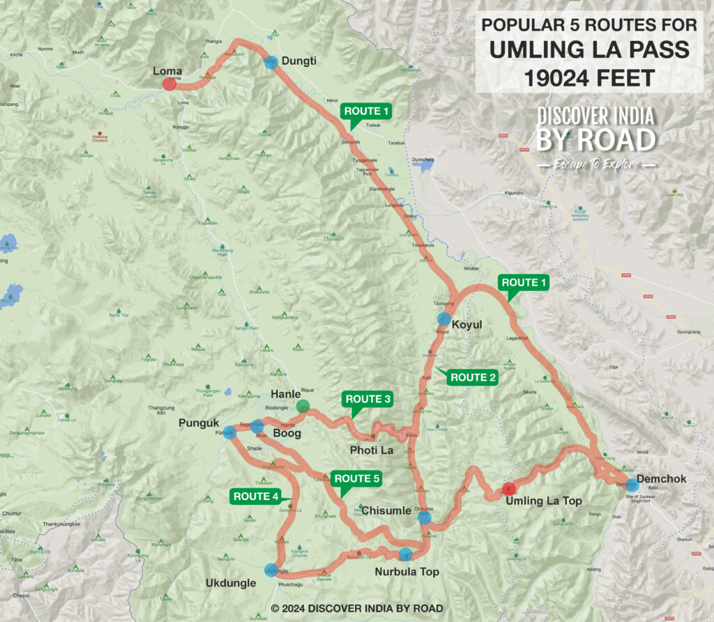 Umling La New Route map 2024